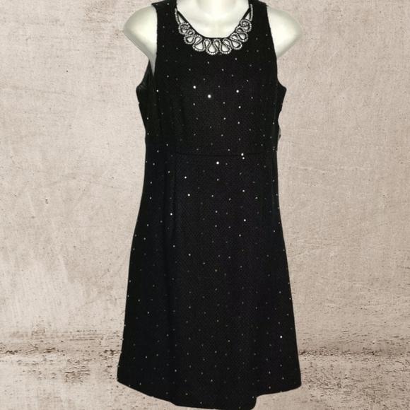 INC Black Tweed Vintage Glamour Sequin Embellished Wool Dress - Picture 3 of 9